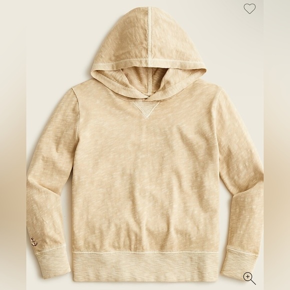 J. Crew Kids Garment-Dyed Hooded T-shirt for boys Tan Hoodie - Picture 1 of 7